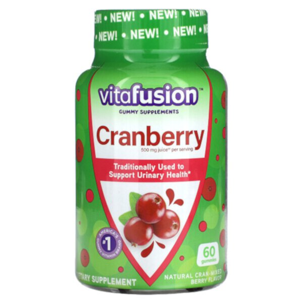 Cranberry, Ягодная смесь из клюквы, 500 мг, 60 жевательных конфет (250 мг на жевательную конфету) Vitafusion