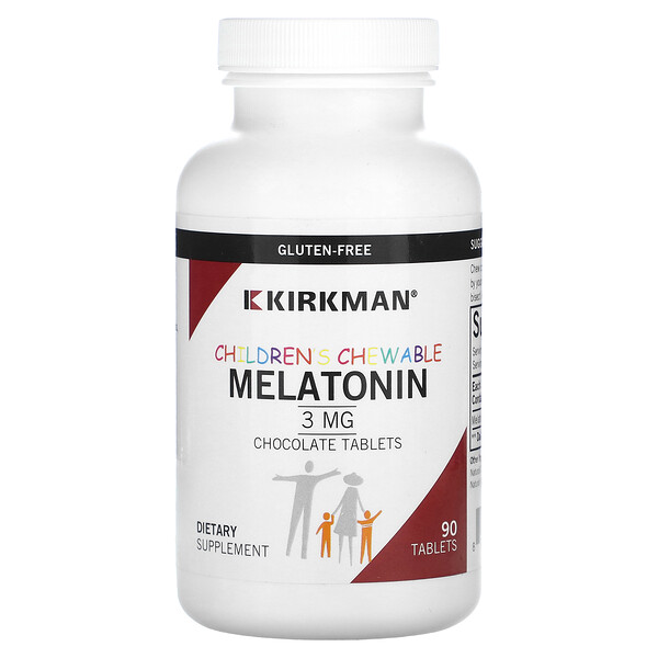 Детский жевательный мелатонин, шоколад, 3 мг, 90 таблеток Kirkman Labs