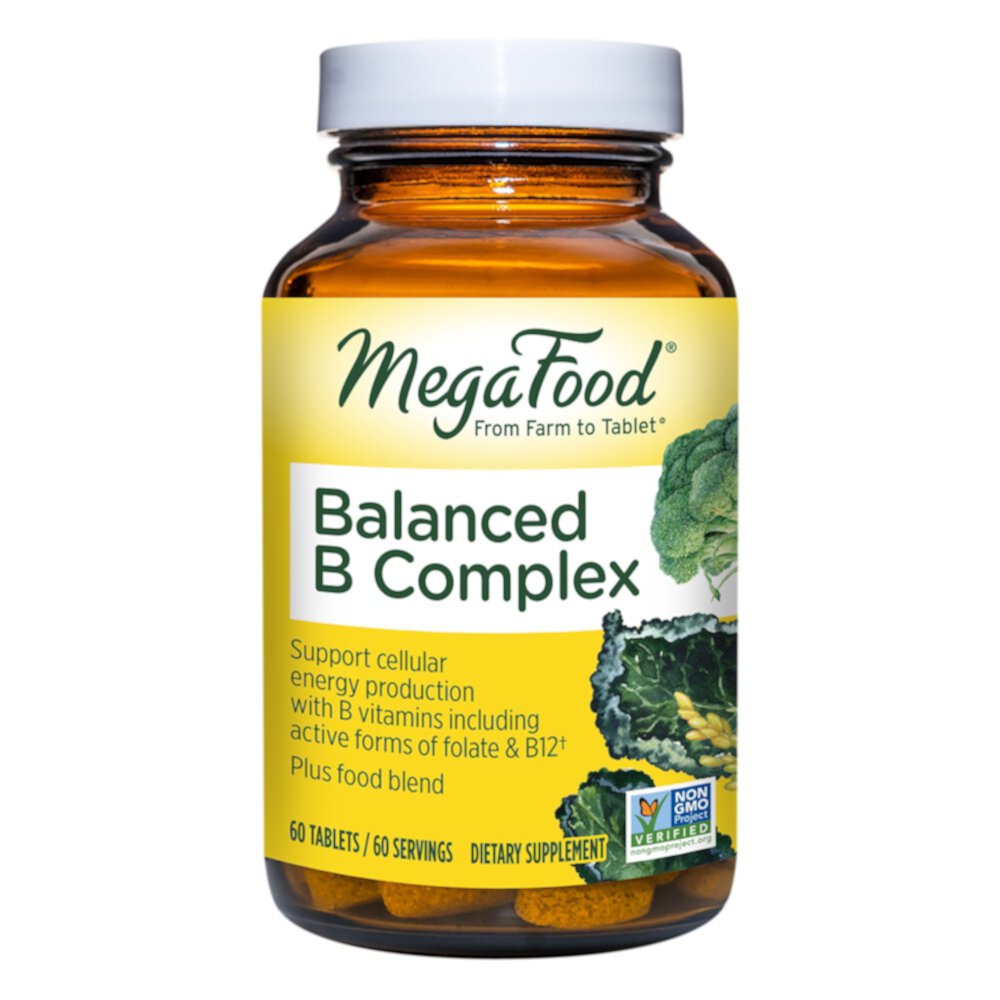 Сбалансированный комплекс B с витамином B12, витамином B6 и фолатом, 60 таблеток MegaFood