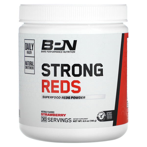 Strong Reds, клубника, 6,9 унции (196 г) Bare Performance Nutrition