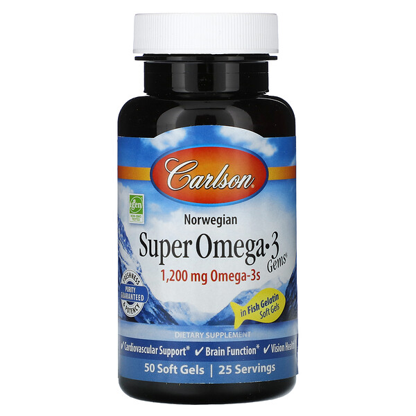 Super Omega-3 Gems, 600 mg, 50 Soft Gels Carlson