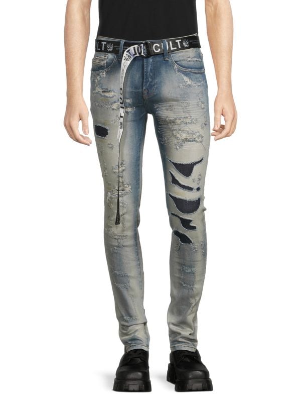 Рваные джинсы суперскинни с поясом Cult Of Individuality
