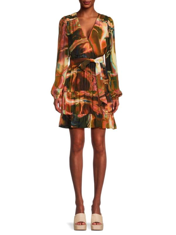 Мини-платье Mila с абстрактным поясом и поясом MARIE OLIVER