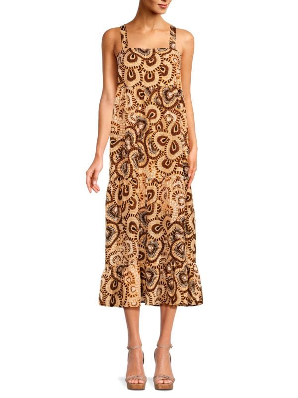 Платье миди из смесового шелка Petra с геометрическим узором MARIE OLIVER