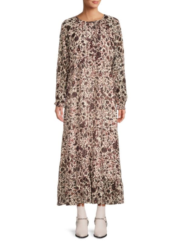 Платье макси из смесового шелка с цветочным принтом Venice MARIE OLIVER