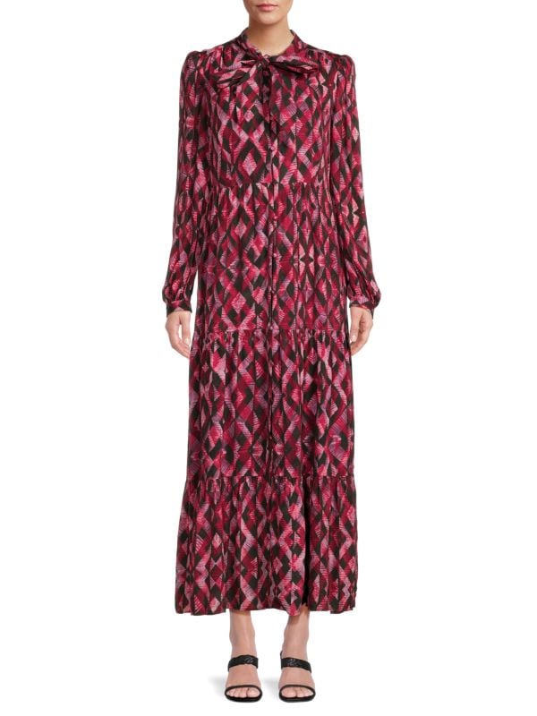 Платье макси с геометрическим узором и завязкой на шее Khloe MARIE OLIVER