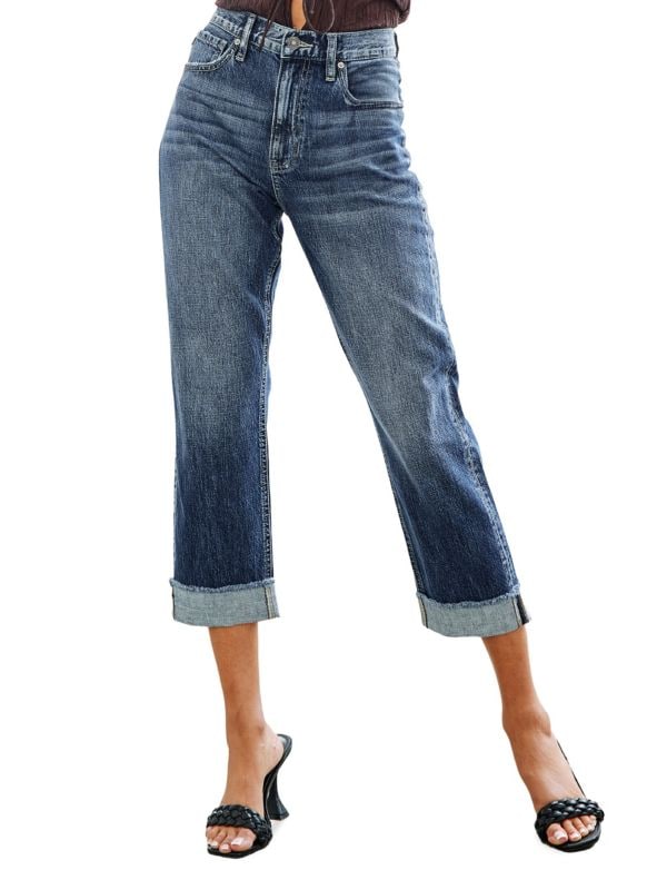 Укороченные прямые джинсы с высокой посадкой Kancan