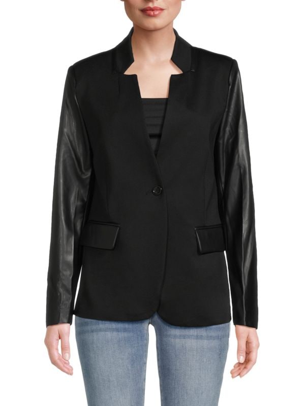 Женский Блейзер Ellen Tracy Faux Leather Ellen Tracy