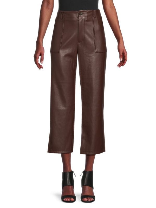 Укороченные брюки из искусственной кожи Saks Fifth Avenue