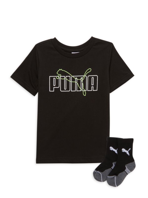 Комплект из 2 футболок и носков с логотипом для маленького мальчика PUMA