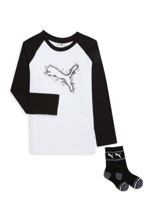Комплект из 2 футболок и носков с логотипом для маленького мальчика PUMA