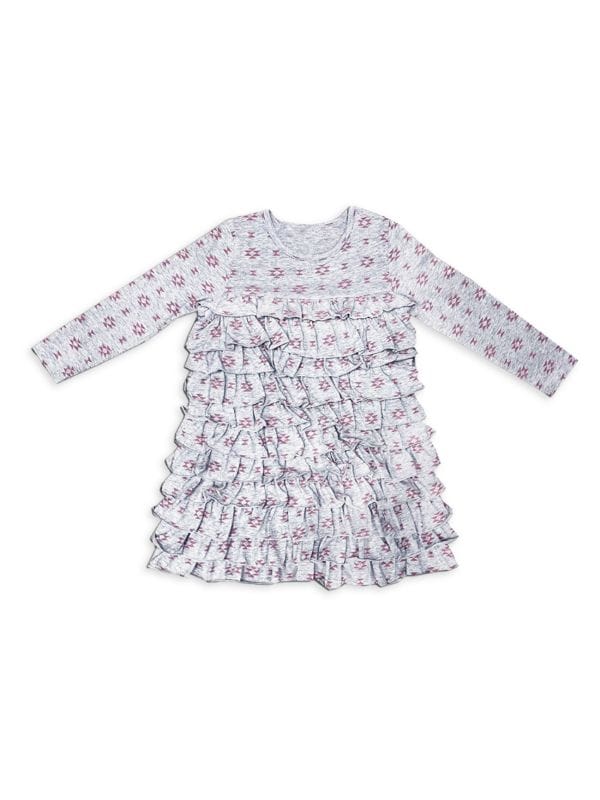 Многоярусное платье Jody с геометрическим рисунком и рюшами для маленьких девочек и девочек Joe-Ella