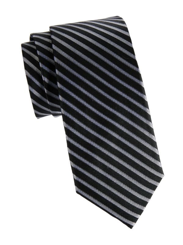 Полосатый шелковый галстук в крупный рубчик Saks Fifth Avenue