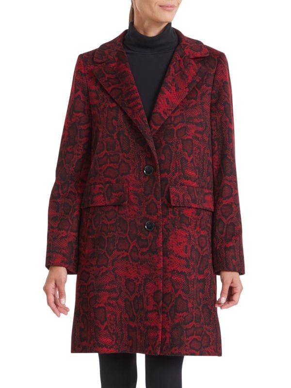 Однобортное пальто из шерсти и кашемира с принтом питона Sofia Cashmere