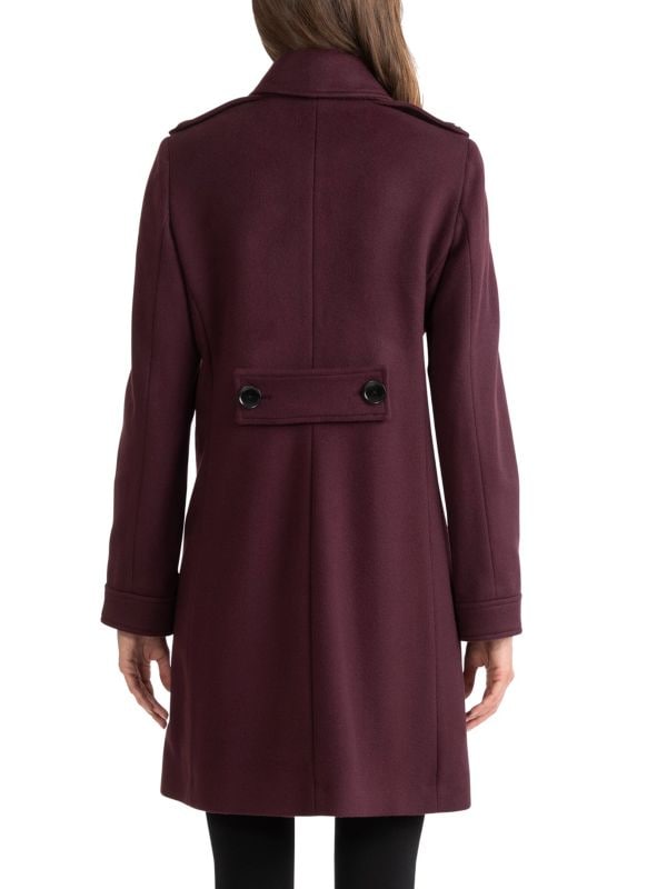 Двубортное пальто в стиле милитари из шерсти и кашемира Sofia Cashmere