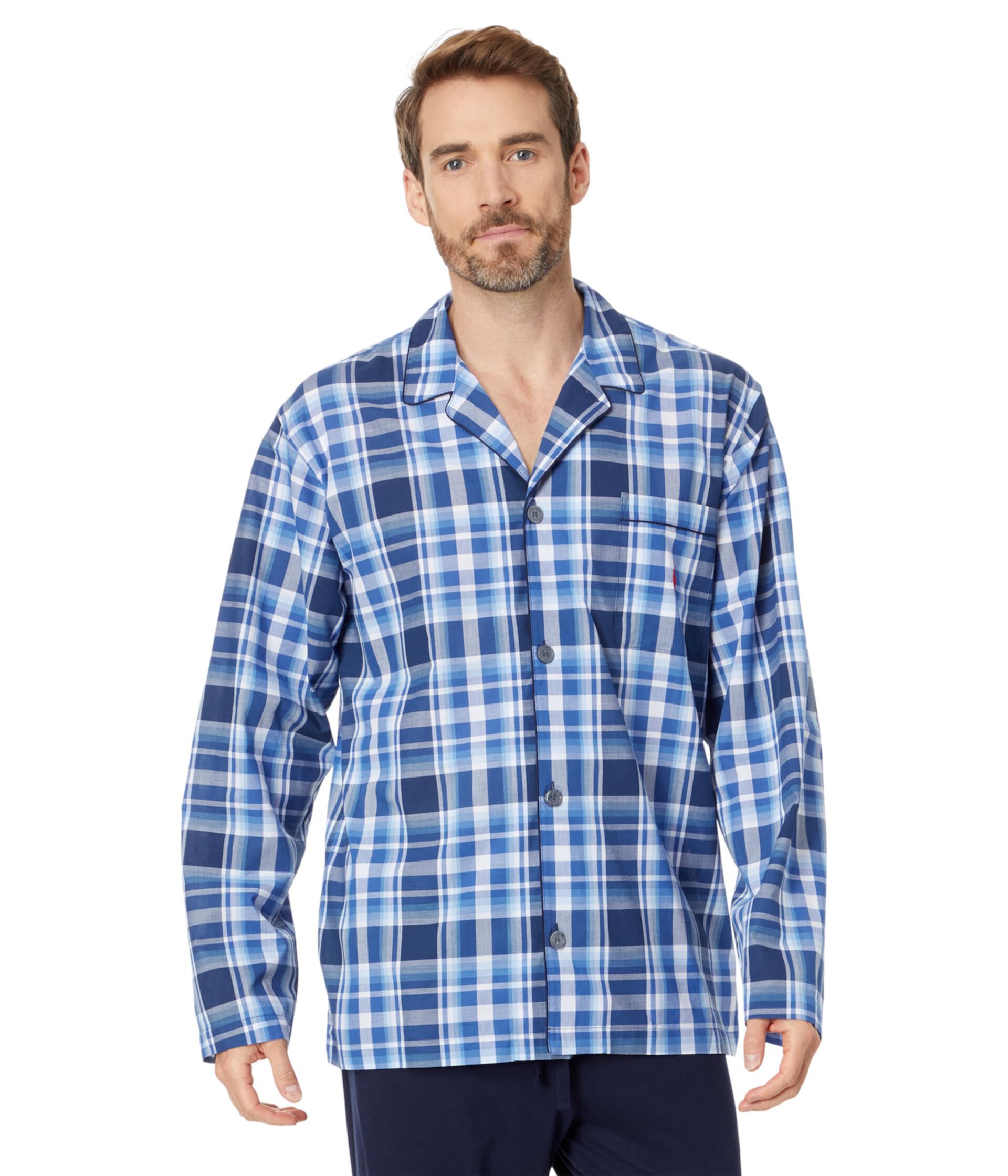Пижамная рубашка с длинными рукавами из ткани Yarn-Dye Polo Ralph Lauren