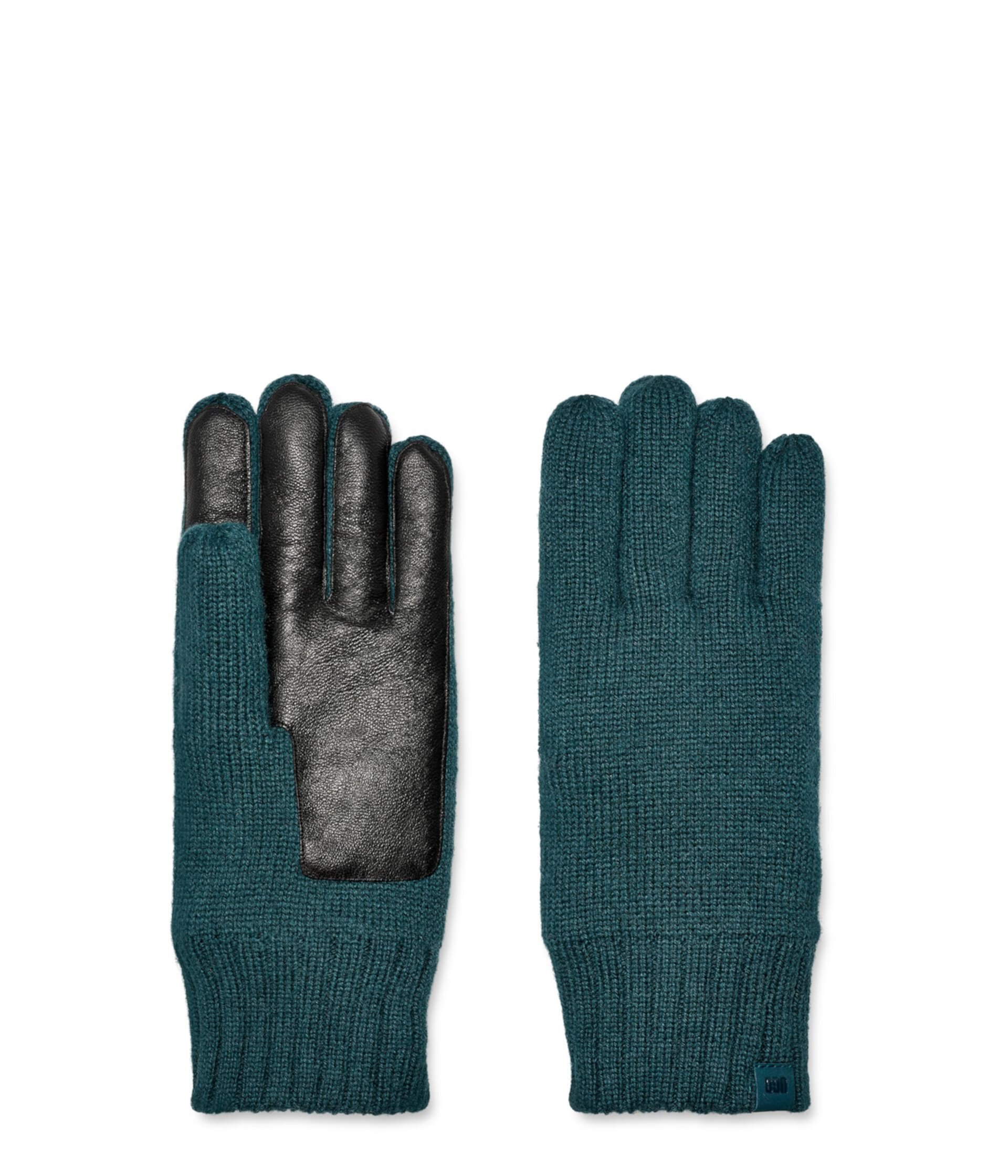Трикотажные «умные» перчатки с токопроводящей кожаной ладонью и подкладкой из переработанного микромеха UGG