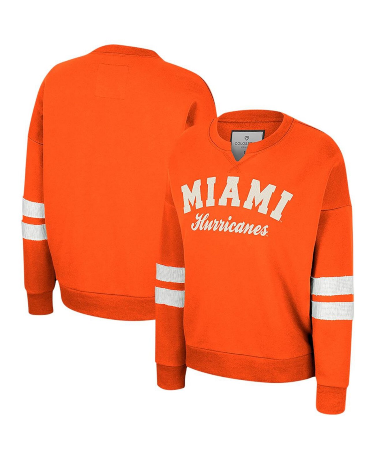 Женский оранжевый рваный пуловер Miami Hurricanes Perfect Date с вырезом и вырезом Colosseum