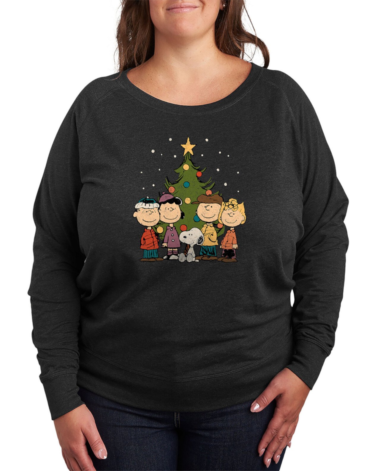Модный пуловер с длинными рукавами и рисунком «Рождественская елка» больших размеров Air Waves больших размеров Hybrid Apparel