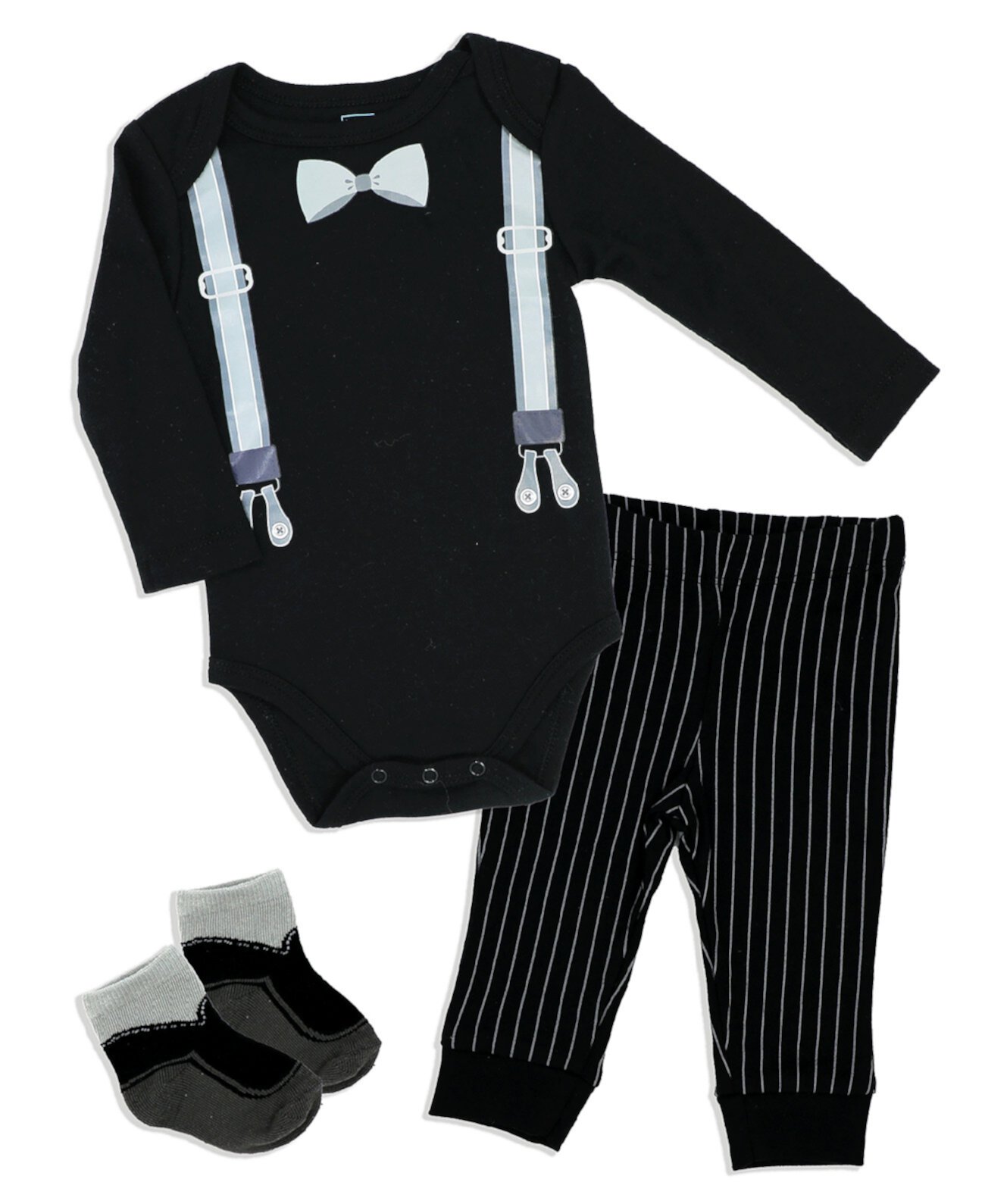 Боди на подтяжках для маленьких мальчиков, брюки и носки, комплект из 3 предметов Baby Mode