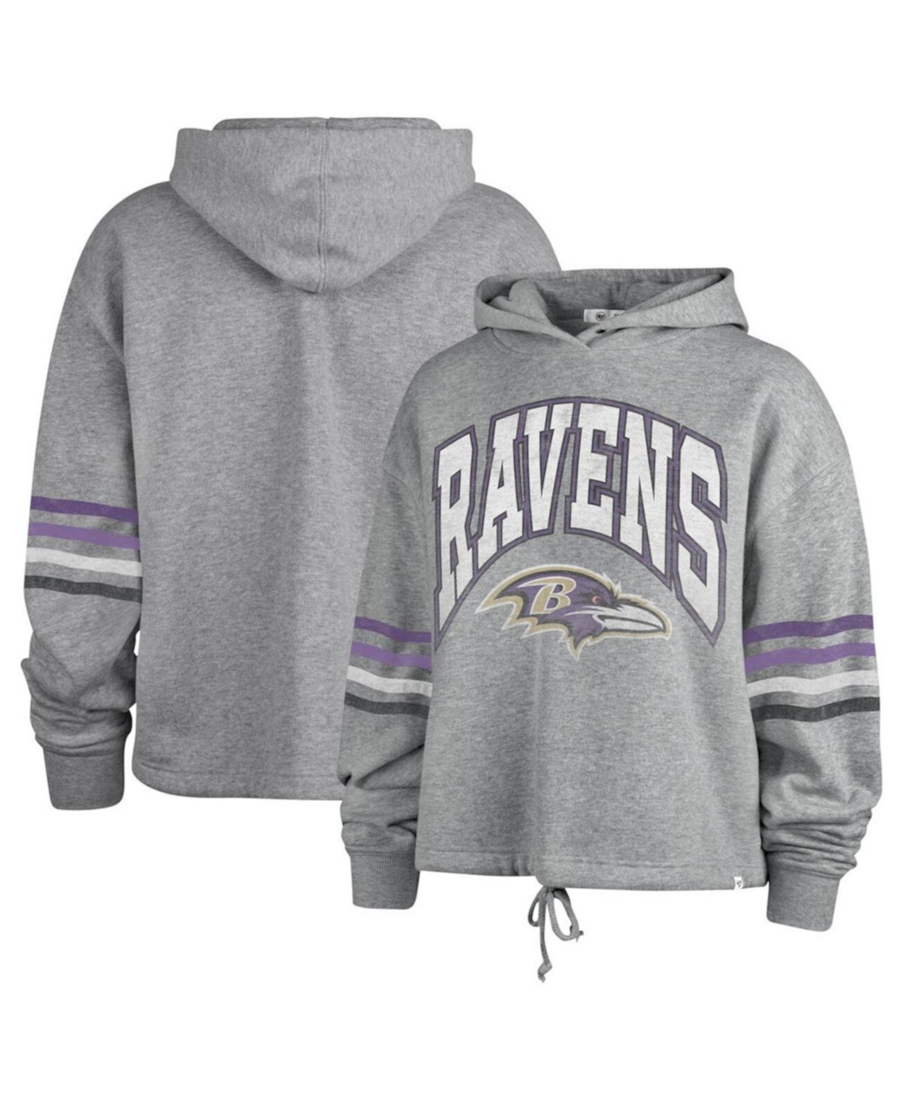 Женский пуловер с капюшоном цвета Хизер Серый Baltimore Ravens Upland Bennett '47 Brand