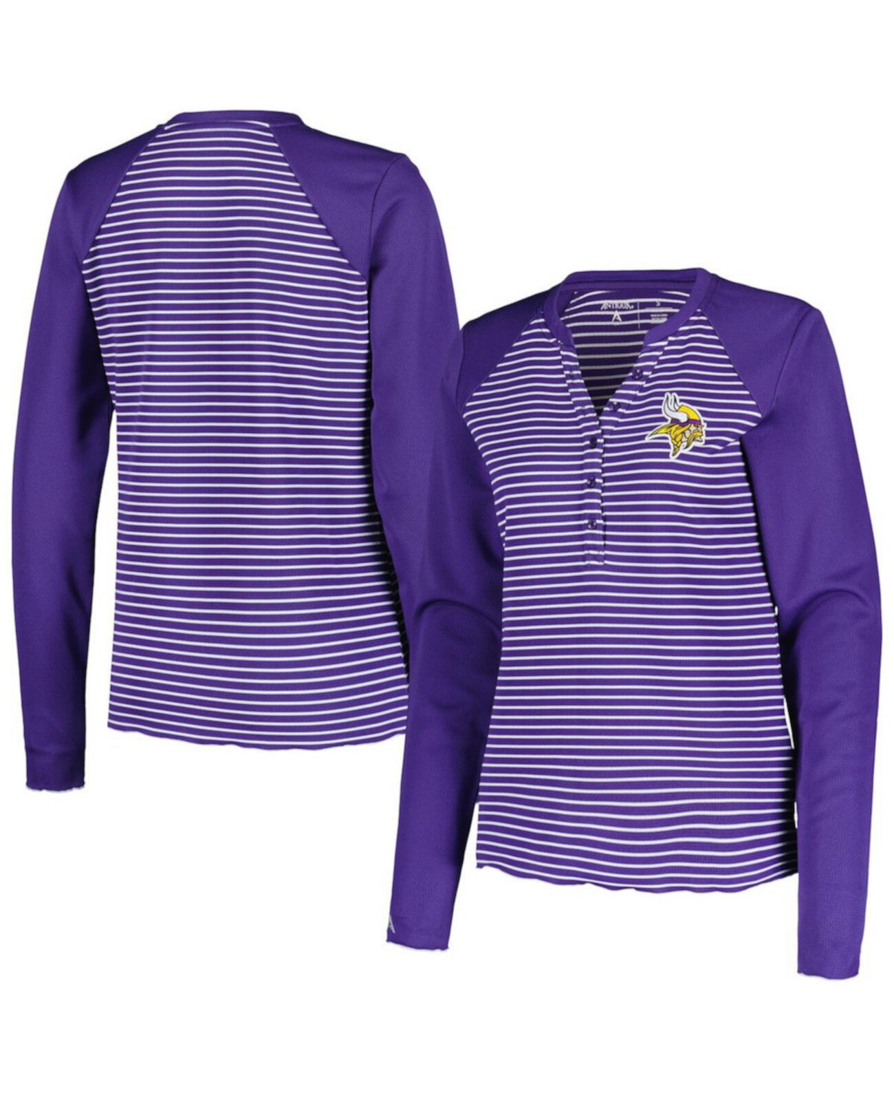 Фиолетовая футболка Minnesota Vikings Maverick Henley с длинным рукавом и аппликацией Antigua