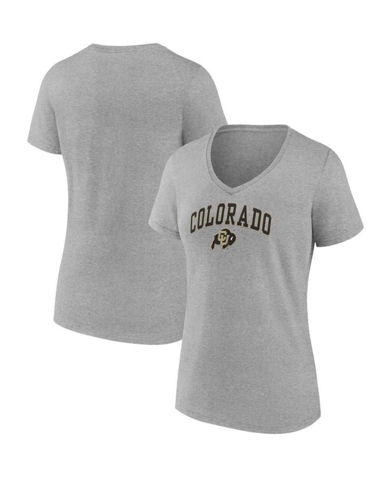 Женская футболка Heather Grey Colorado Buffaloes Evergreen Campus с v-образным вырезом Fanatics