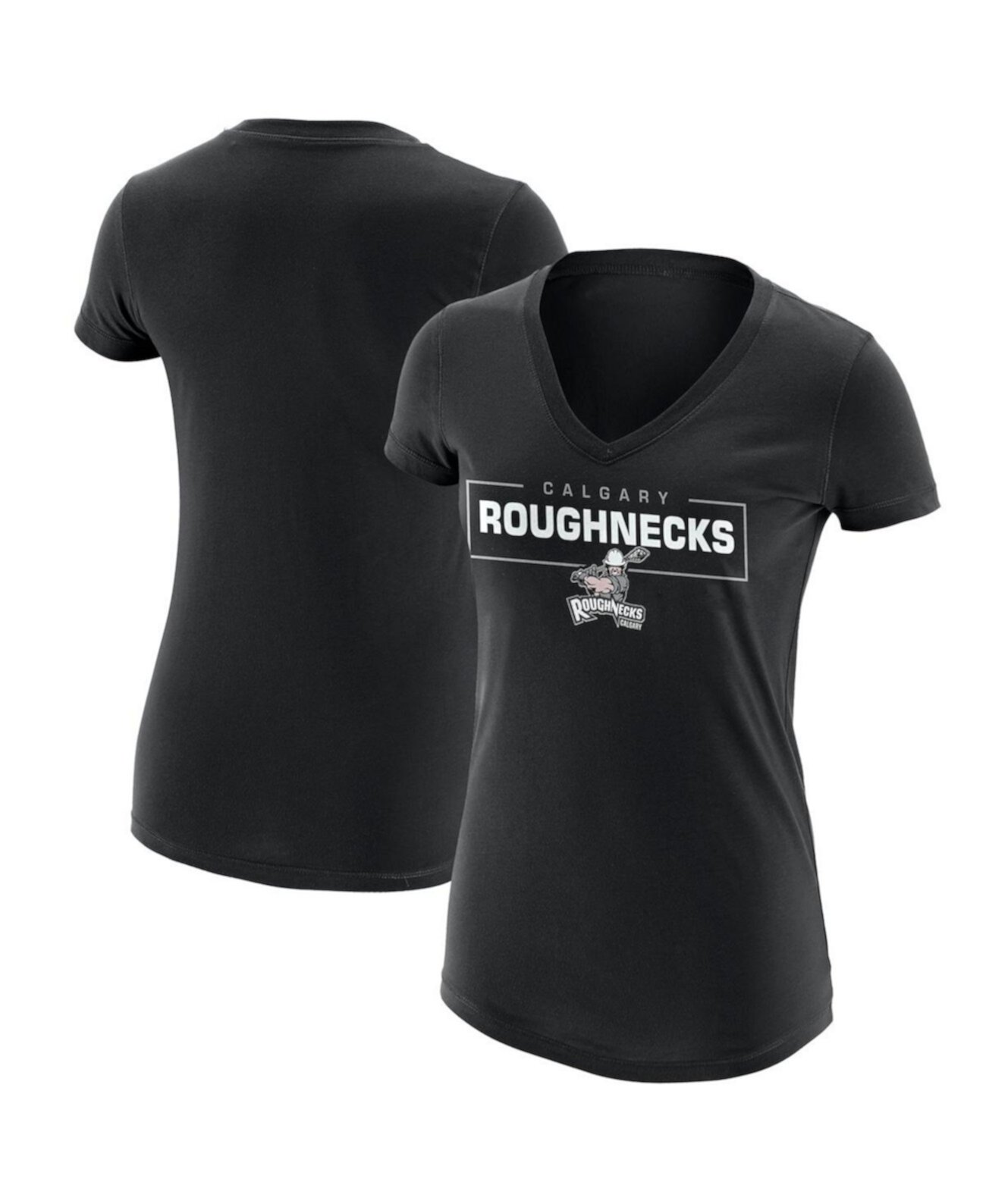 Черная женская футболка с v-образным вырезом и логотипом Calgary Roughnecks Primary ADPRO Sports