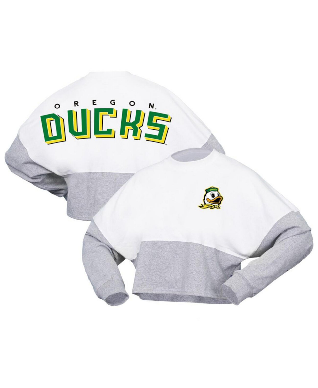 Женская укороченная трикотажная футболка с длинными рукавами White Oregon Ducks Heather Block Spirit Jersey
