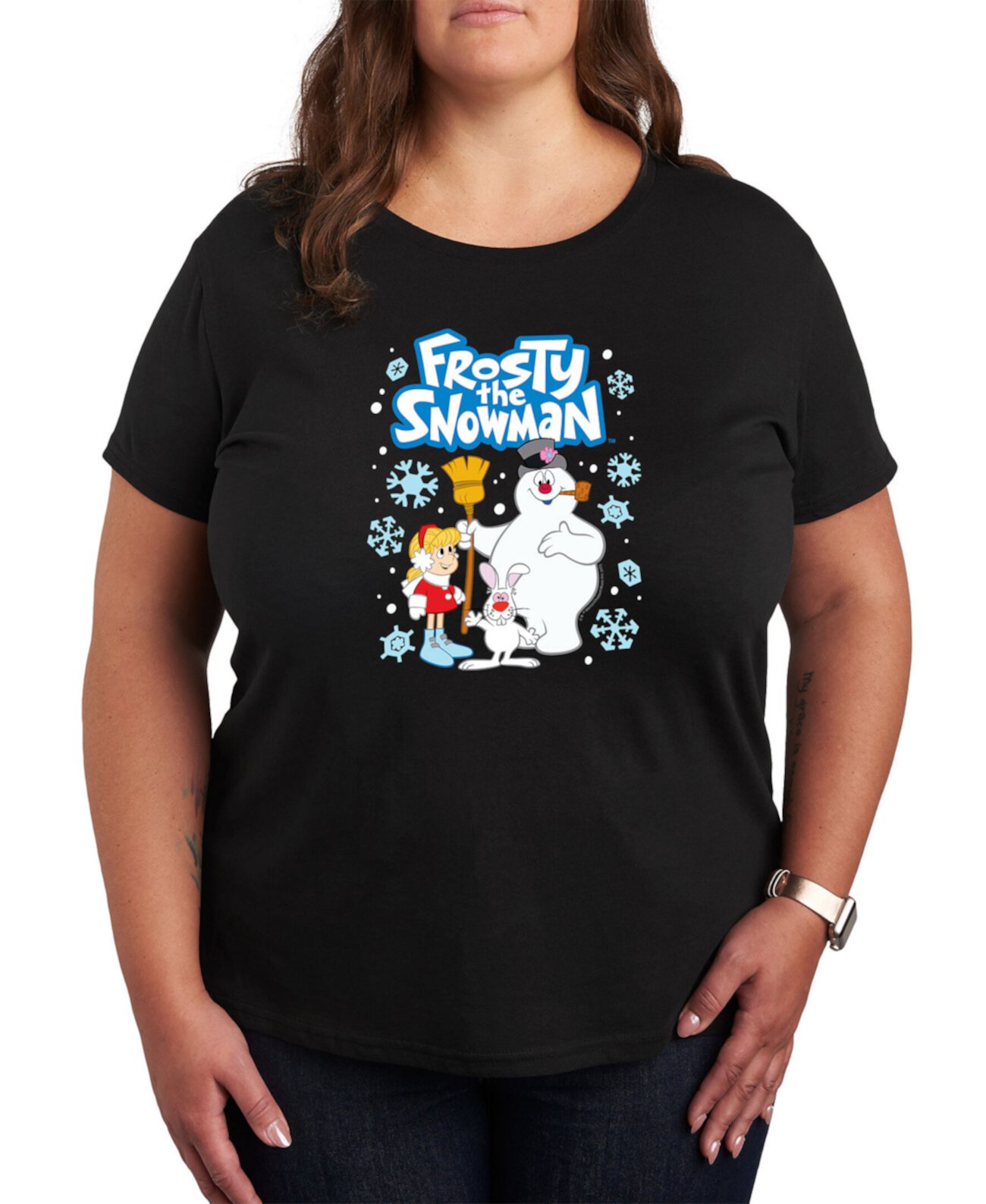Модная футболка больших размеров Air Waves с рисунком «Морозный снеговик» Hybrid Apparel