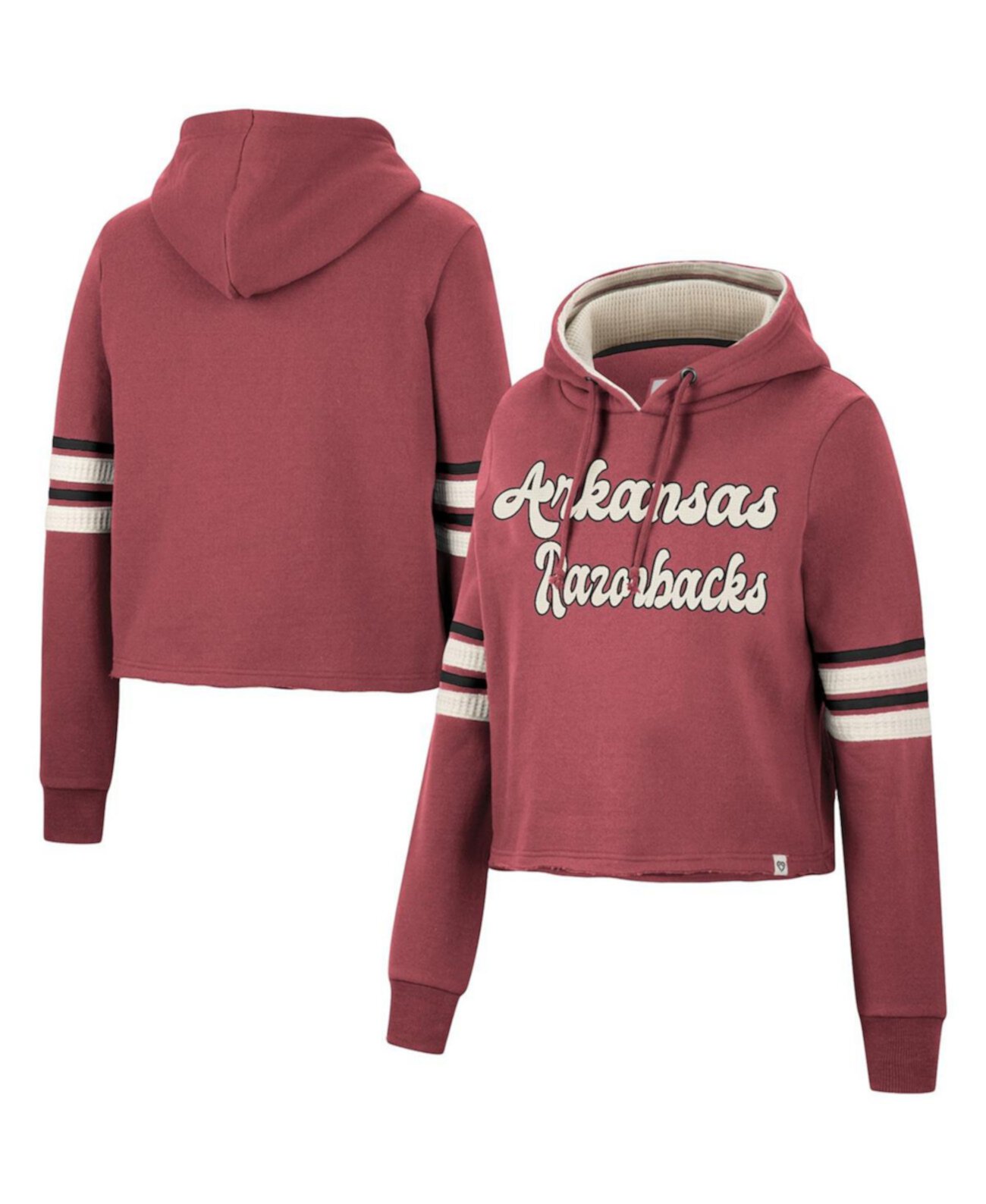 Женский укороченный пуловер с капюшоном в стиле ретро Cardinal Arkansas Razorbacks Colosseum