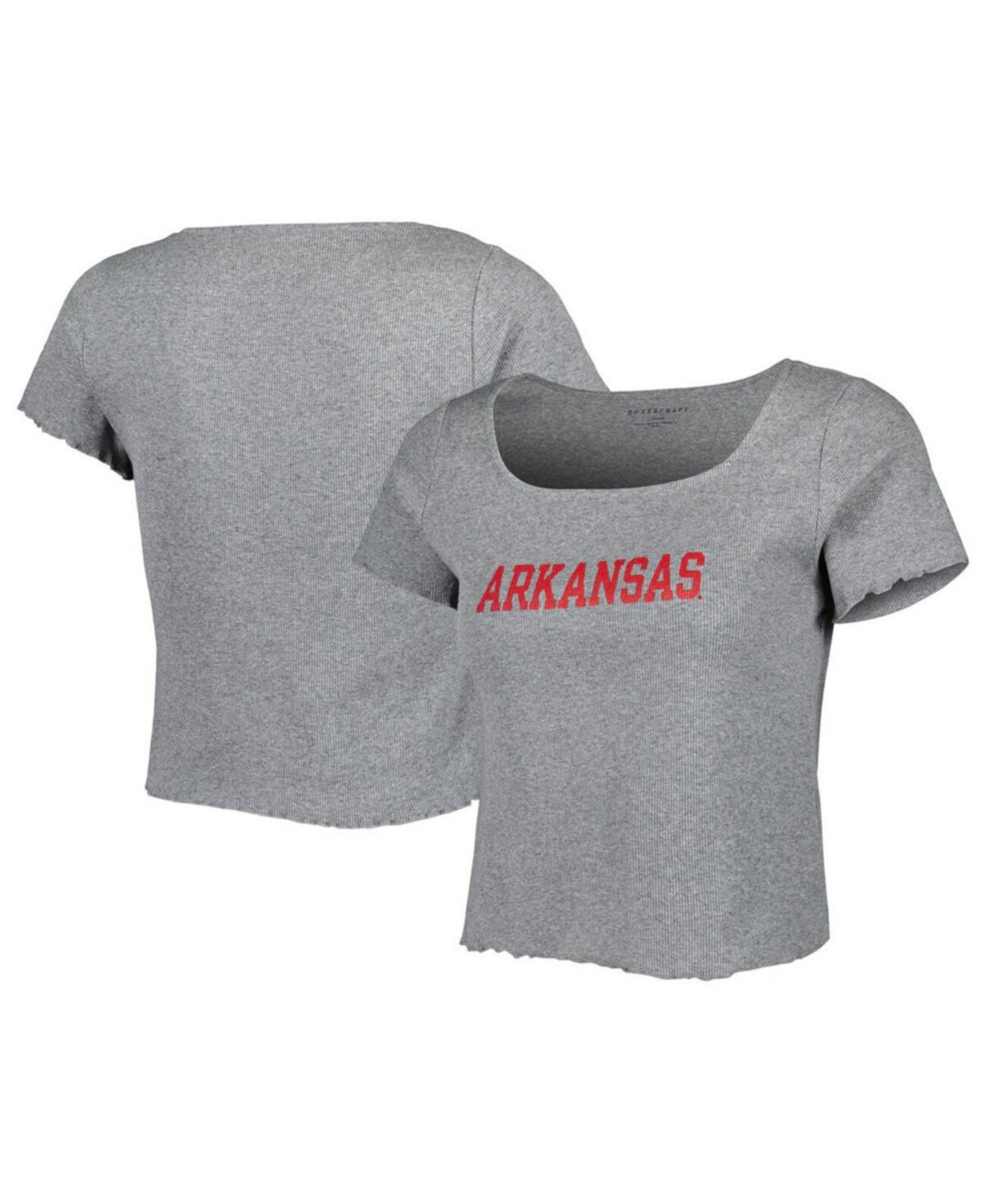 Женская серая футболка Arkansas Razorbacks Baby Rib с отделкой салатового края Boxercraft