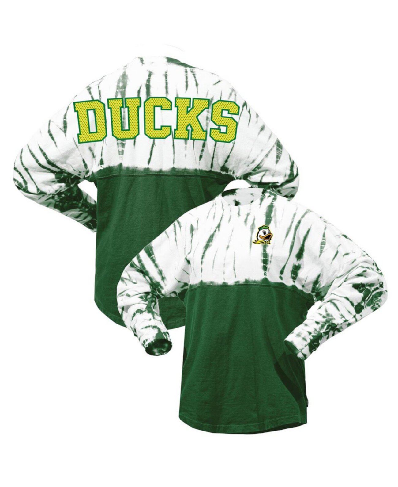 Женская трикотажная футболка с длинными рукавами и принтом тай-дай Oregon Ducks Green Spirit Jersey