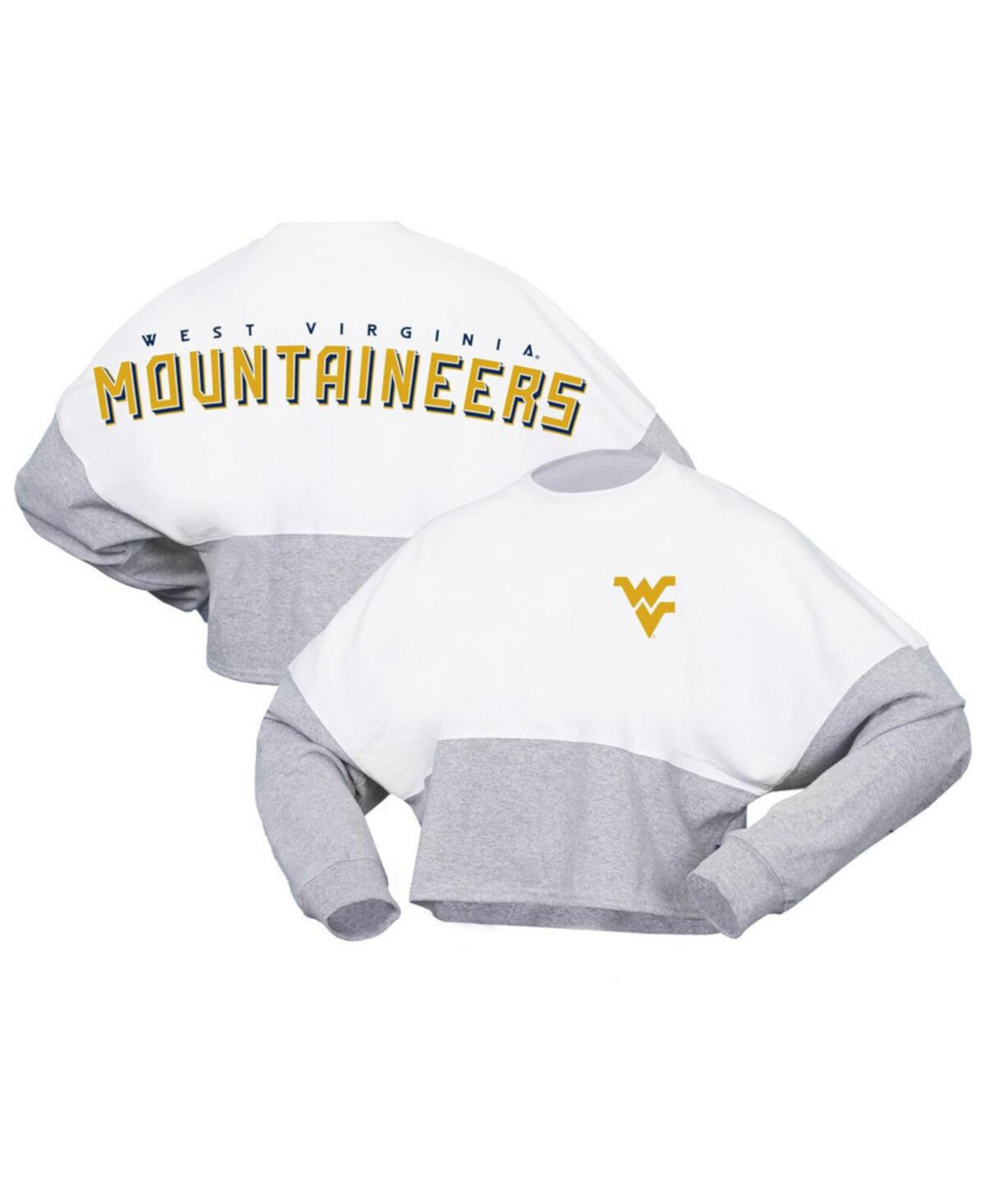 Женская белая укороченная футболка из джерси с длинными рукавами West Virginia Mountaineers Heather Block Spirit Jersey