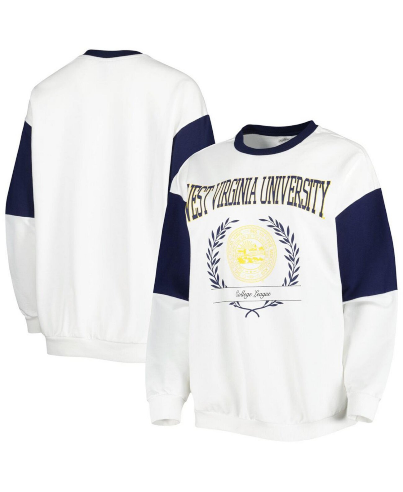 Женский белый пуловер с длинным рукавом West Virginia Mountaineers It's A Vibe Gameday Couture