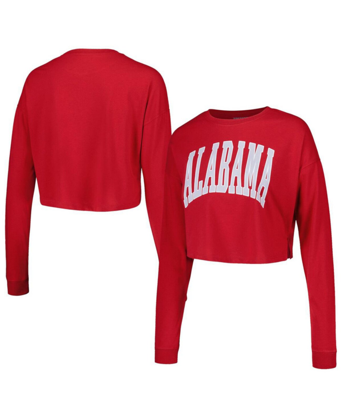 Женская укороченная футболка с длинными рукавами и заниженными плечами Crimson Alabama Crimson Tide Arch ZooZatz