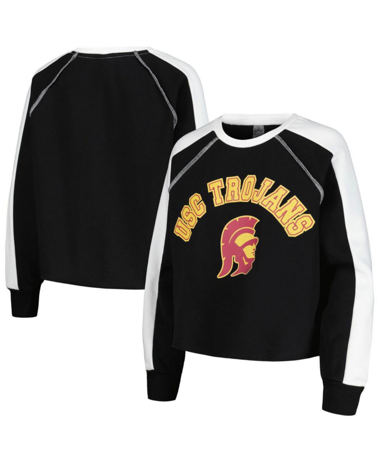 Женский черный укороченный пуловер USC Trojans Blindside реглан свитшот Gameday Couture