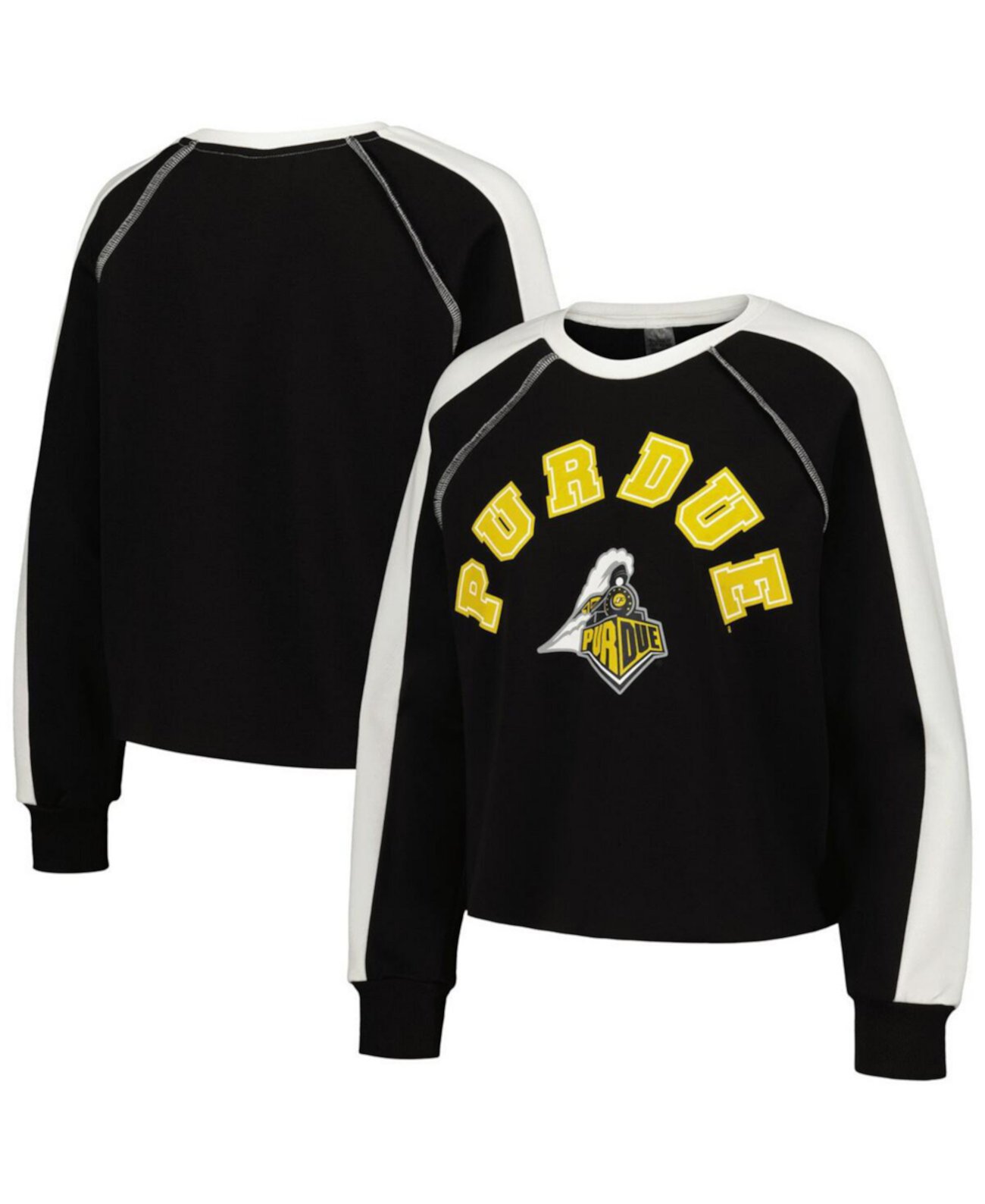 Женский укороченный пуловер Purdue Boilermakers Blindside Raglan черного цвета Gameday Couture