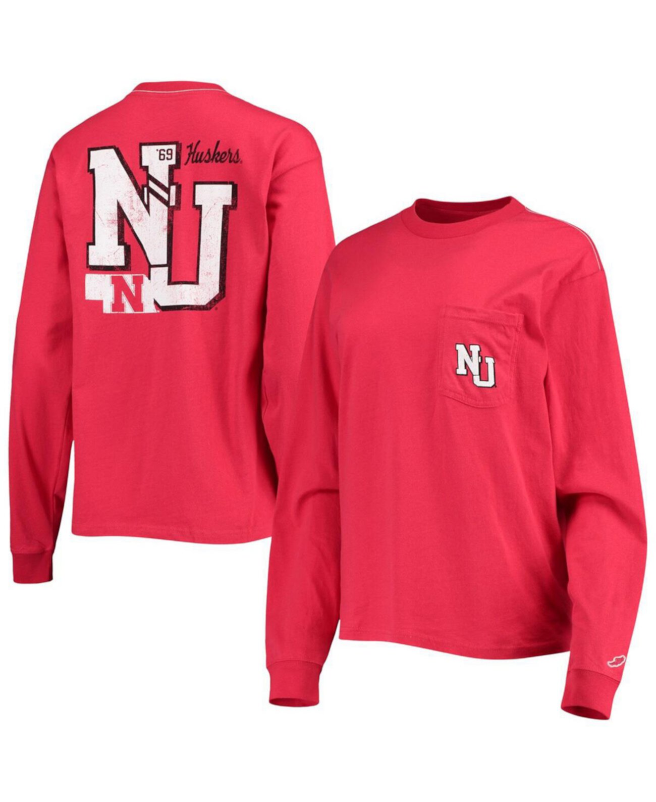 Женская объемная футболка с длинными рукавами и карманами Nebraska Huskers Scarlet League Collegiate Wear