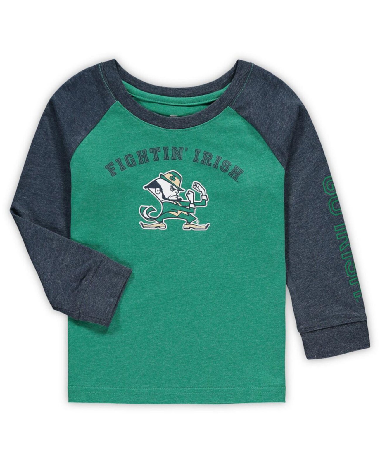 Зеленая футболка с длинными рукавами и принтом «Нотр-Дам Файтинг» в ирландском стиле реглан для мальчиков и девочек для малышей Colosseum
