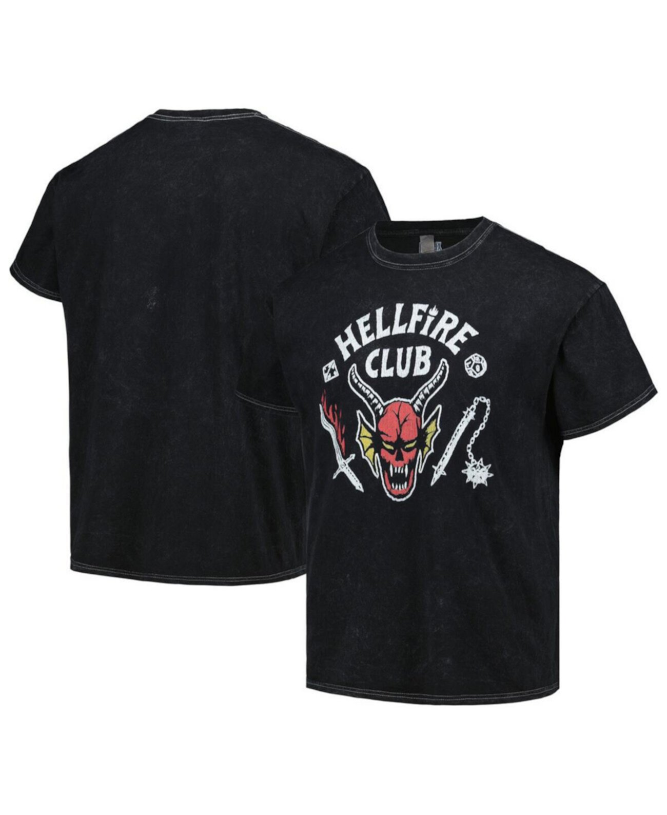 Мужская и женская черная футболка с рисунком Stranger Things Hellfire Club Mad Engine