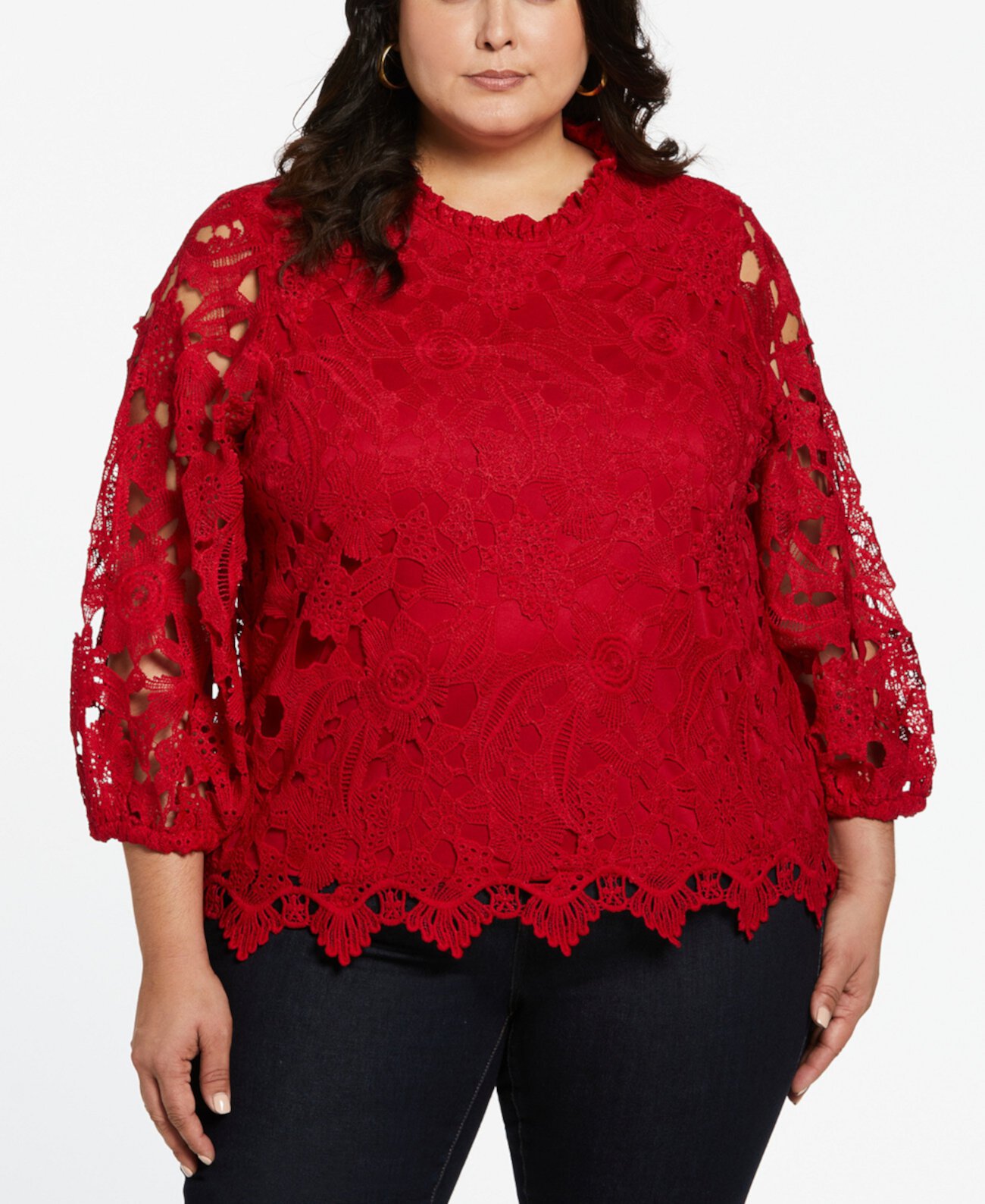 Женская Блузка ELLA rafaella Plus Size 3/4 Sleeve Lace Top ELLA rafaella