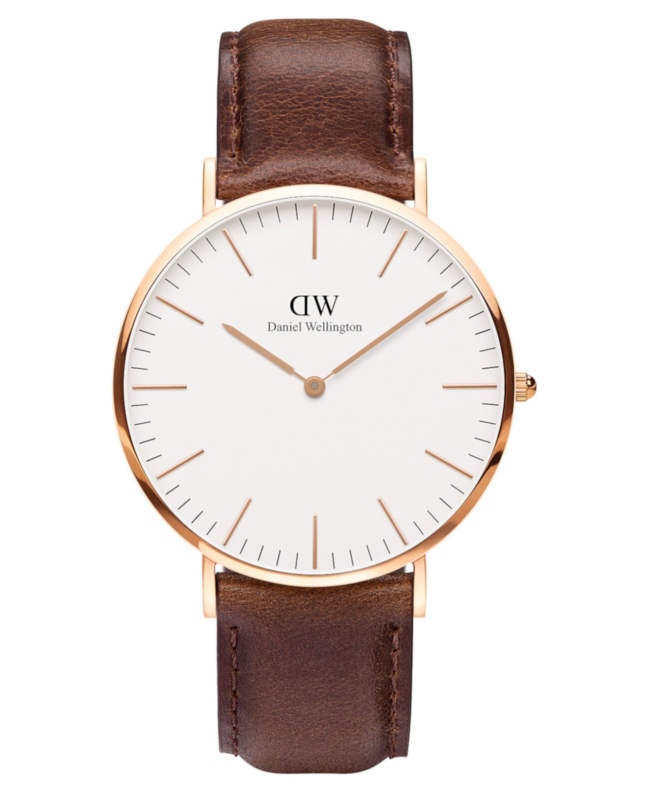 Мужские классические коричневые кожаные часы 40 мм Daniel Wellington
