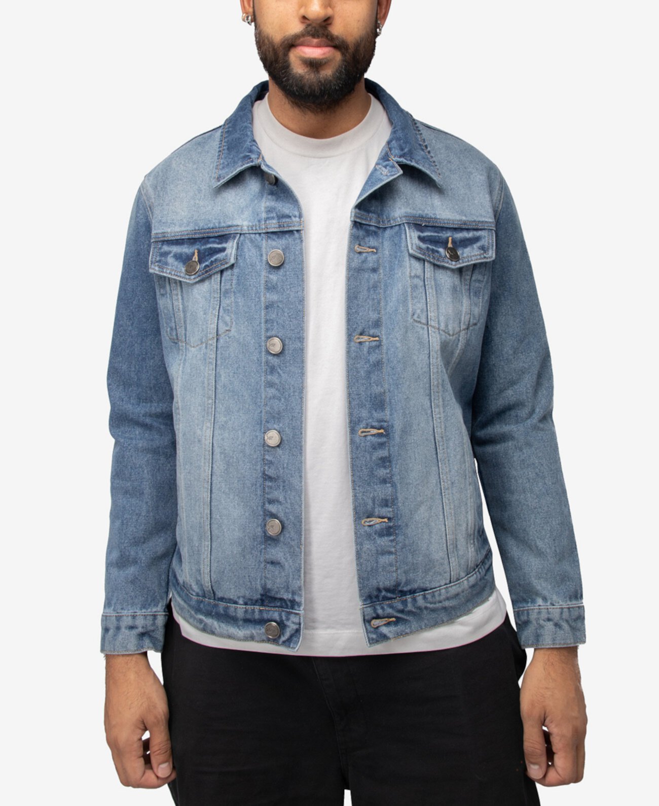 Мужская джинсовая куртка со стразами и графическим рисунком X-Ray