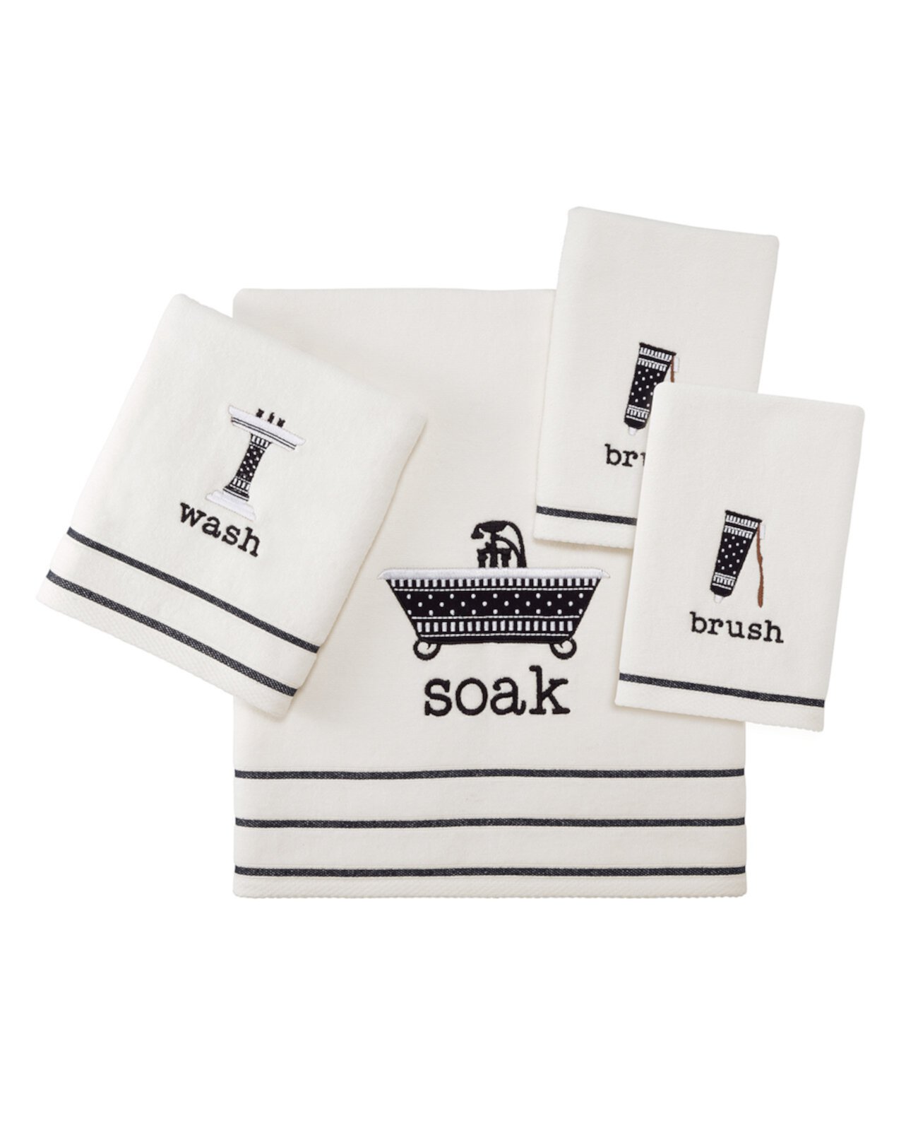Bath Icons Cotton Towel Set,  4 Pieces Avanti