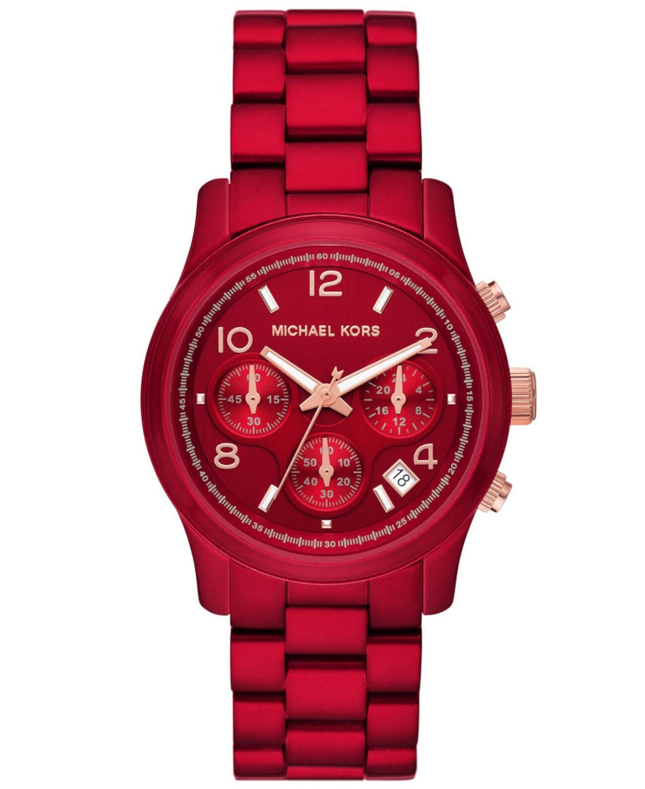 Женские часы-хронограф с браслетом из нержавеющей стали с красным покрытием, 38 мм Michael Kors