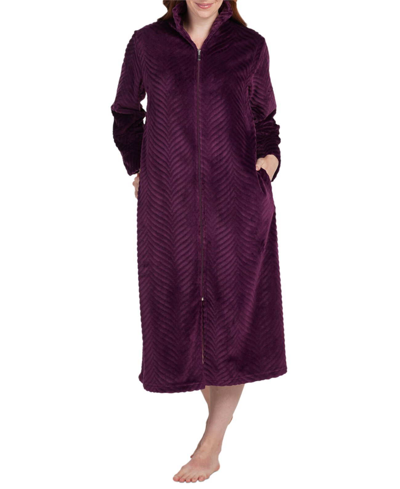 Женский текстурированный халат на молнии спереди Miss Elaine