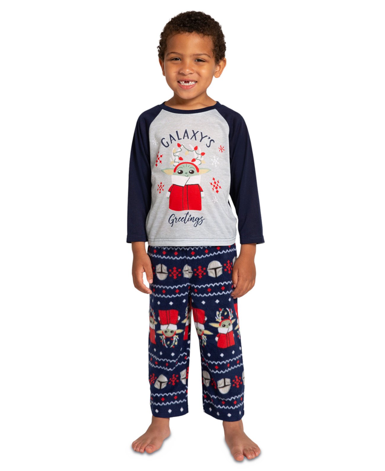 Одинаковый мандалорский пижамный комплект с длинными рукавами из двух предметов для маленьких мальчиков и девочек Briefly Stated
