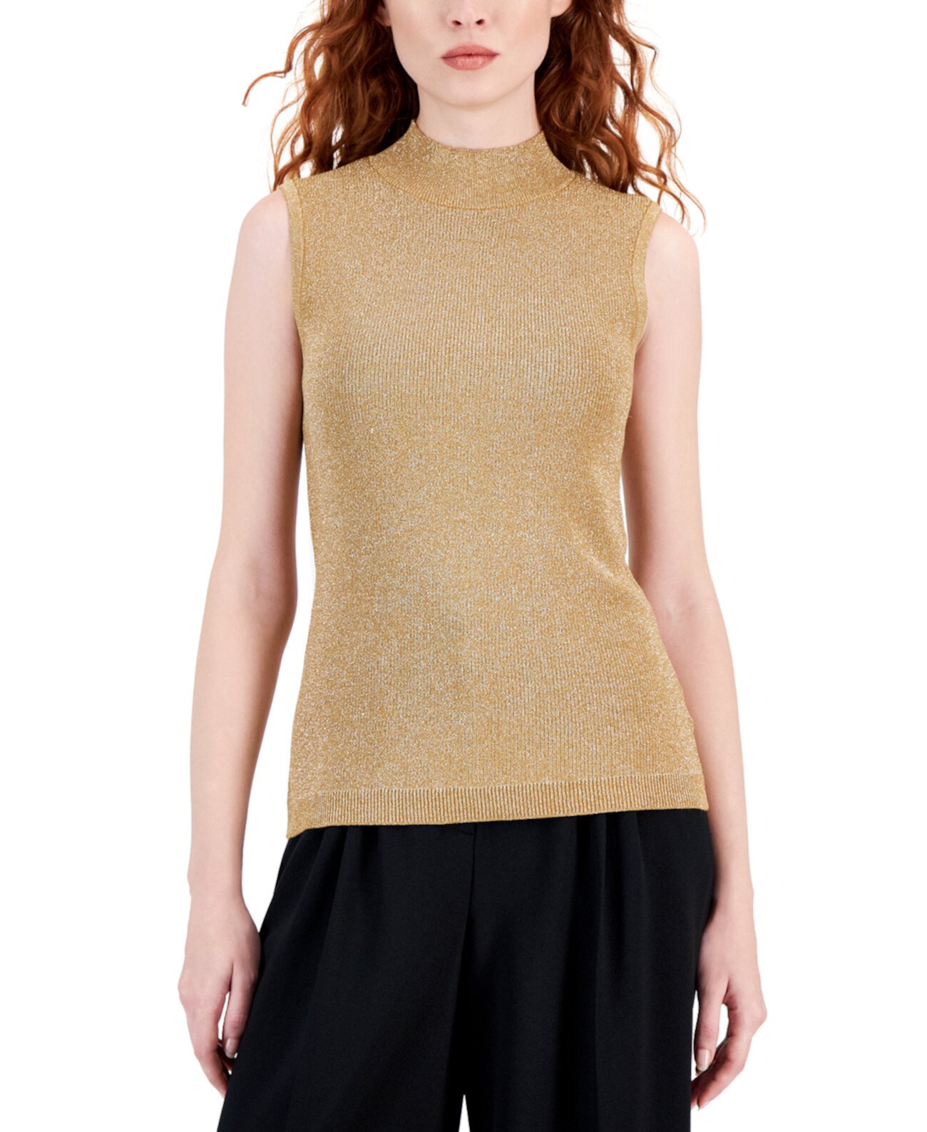 Women's Shimmer Mock-Neck Sleeveless Top Tahari by ASL