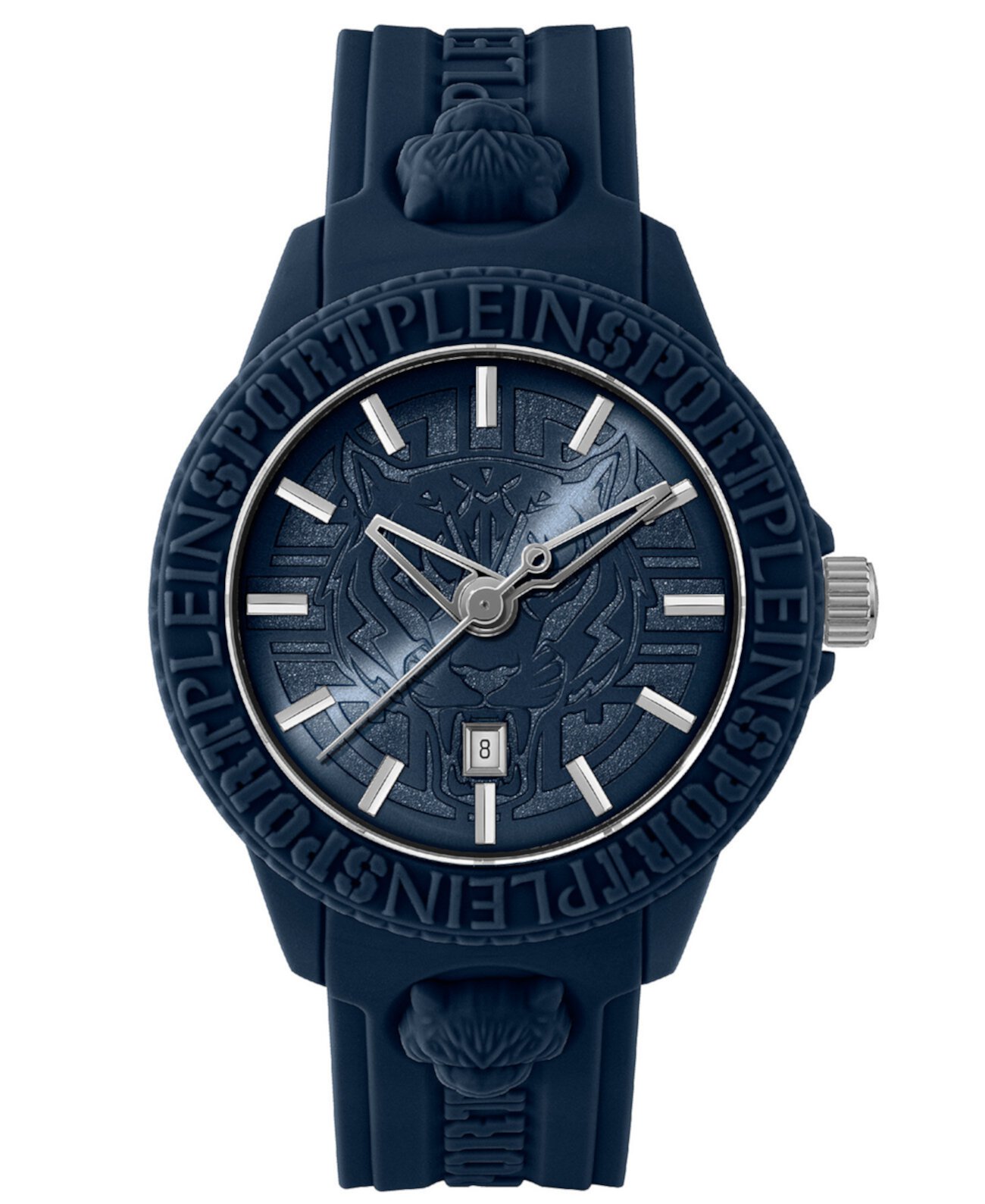 Мужские часы с 3 стрелками и датой, кварцевые, бесстрашные, синие, с силиконовым ремешком, 43 мм Plein Sport